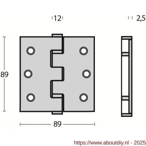 Intersteel Essentials 4625 kogellagerscharnier recht 3.5 inch 89x89x2.5 mm RVS - A26007205 - afbeelding 2