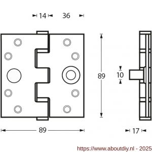 Intersteel Essentials 4625 SKG3 Kogellagerscharnieren 3.5 inch inch recht 89x89x3 mm RVS - A26007207 - afbeelding 2