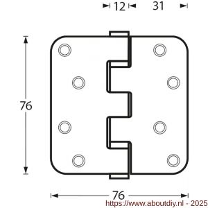 Intersteel Essentials 4625 kogellagerscharnier afgerond 3 inch 76x76x2.5 mm RVS - A26007202 - afbeelding 2