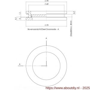 Intersteel Essentials 4760 schuifdeurkom voor glasdeur diameter 55/79 mm RVS - A26003356 - afbeelding 2