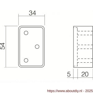 Intersteel Essentials 4800 opvulblok 20 mm kierstandhouder voor opdek raam of deur met bevestiging RVS - A26006169 - afbeelding 2