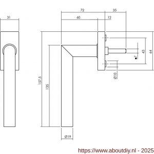 Intersteel Living 6156 raamkruk Jura op stalen rechthoekige rozet stift 7x35 mm RVS - A26010483 - afbeelding 2