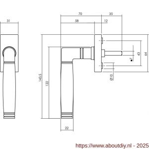 Intersteel Living 6156 raamkruk Ton 212 op stalen rechthoekige rozet stift 7x35 mm RVS - A26010132 - afbeelding 2