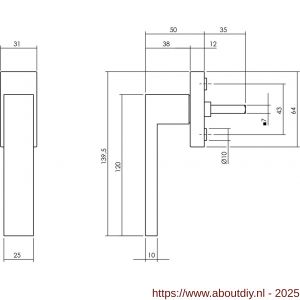 Intersteel Living 6156 raamkruk Amsterdam op stalen rechthoekige rozet stift 7x35 mm RVS - A26010484 - afbeelding 2