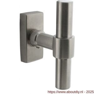 Intersteel Living 6156 raamkruk T-vorm recht op stalen rechthoekige rozet stift 7x35 mm RVS - A26010129 - afbeelding 1