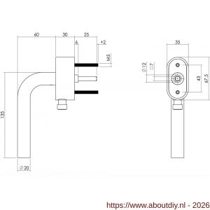 Intersteel 6156 SKG*** afsluitbare raamkruk recht op ovale behuizing stift 7x25 mm RVS - A26008802 - afbeelding 2