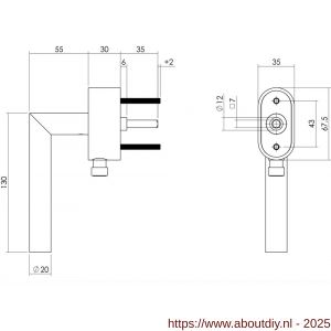 Intersteel Essentials 6156 SKG*** afsluitbare raamkruk hoek 90 graden op ovale behuizing stift 7x35 mm RVS - A26007724 - afbeelding 2