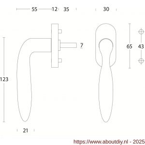 Intersteel Living 6250 raamkruk Jupiter op stalen ovaal rozet stift 7x35 mm RVS - A26007072 - afbeelding 2