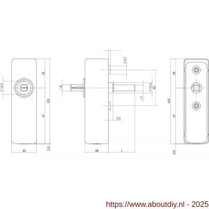 Intersteel 6661 slotconstructie voor raamkruk hals diameter 16 mm stift 7x42 mm RVS - A26003793 - afbeelding 2