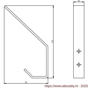 Intersteel Essentials 6950 kapstokhaak 695010 gebogen 140x80 mm RVS - A26003944 - afbeelding 2
