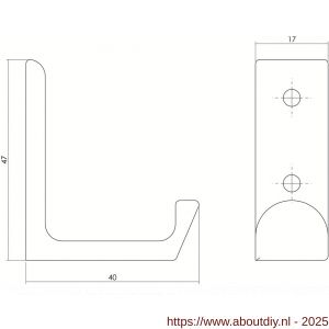 Intersteel Living 6950 jashaak recht gegoten RVS mat - A26003942 - afbeelding 2