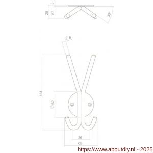 Intersteel Living 6950 hoed-Jashaak dubbel op rond rozet RVS - A26008806 - afbeelding 2