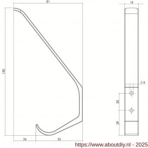 Intersteel 6950 kapstokhaak afgerond RVS - A26007778 - afbeelding 2