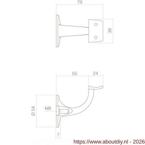 Intersteel Essentials 7300 leuninghouder kleine achterplaat hol zadel opschroevend RVS - A26003975 - afbeelding 2