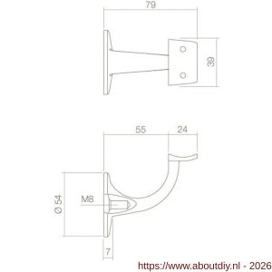 Intersteel Essentials 7300 leuninghouder kleine achterplaat hol zadel RVS - A26007784 - afbeelding 2