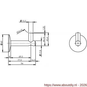 Intersteel 7300 leuninghouder hol zonder zadel RVS - A26003978 - afbeelding 2