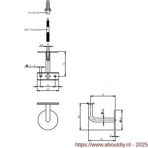 Intersteel Essentials 7300 leuninghouder gebogen hol zadel RVS M8 - A26003977 - afbeelding 2