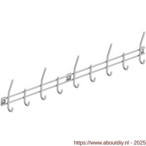 Intersteel Essentials 7380 garderobe rek 700x160 mm met 9 haken RVS - A26006188 - afbeelding 1
