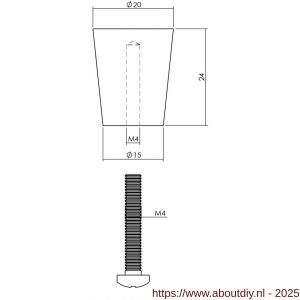 Intersteel Essentials 8510 meubelknop conisch diameter 20 mm RVS - A26007873 - afbeelding 2