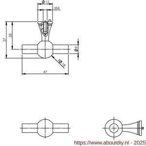 Intersteel Essentials 8510 meubelknop T-vorm conisch RVS - A26007864 - afbeelding 2
