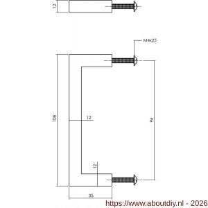Intersteel Living 8927 meubelgreep vierkant 12x12x96 mm RVS - A26004530 - afbeelding 2