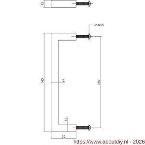 Intersteel Living 8927 meubelgreep vierkant 12x12x128 mm RVS - A26004531 - afbeelding 2