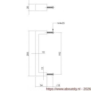 Intersteel Essentials 8927 meubelgreep rechthoek 25x13x192 mm RVS - A26004529 - afbeelding 2