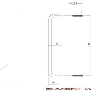 Intersteel Essentials 8976 draadgreep 897662 diameter 8x128 mm RVS - A26007808 - afbeelding 2