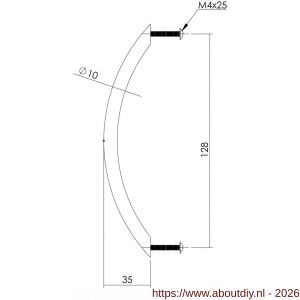 Intersteel Essentials 8976 draadgreep 897682 gebogen diameter 10x128 mm RVS - A26004556 - afbeelding 2