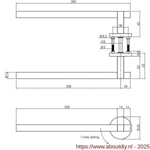 Intersteel 0718 deurkruk Shiraat by Grand en Johnson op rozet éénzijdig verdekt links diameter 55x8 mm PVD koper mat - A26011178 - afbeelding 2