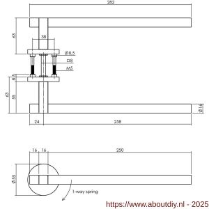 Intersteel 0719 deurkruk Shiraat by Grand en Johnson op rozet éénzijdig verdekt rechts diameter 55x8 mm PVD koper mat - A26011179 - afbeelding 2