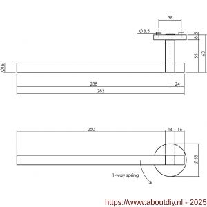 Intersteel 0719 deurkruk gatdeel links Shiraat by Grand en Johnson op rozet met schroefgaten diameter 55x8 mm PVD koper mat - A26011309 - afbeelding 2