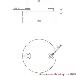 Intersteel 3175 afdekrozet diameter 55x8 mm PVD koper mat - A26011336 - afbeelding 2