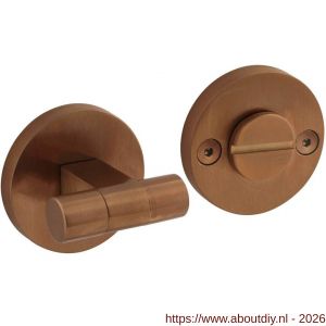 Intersteel 3175 WC-sluiting éénzijdig verdekt diameter 55x8 mm met stift 8x8 mm knop op verdekte rozet PVD koper mat - A26011397 - afbeelding 1