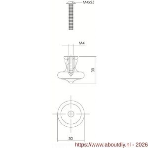 Intersteel 8550 meubelknop diameter 30 mm smeedijzer zwart - A26004071 - afbeelding 2