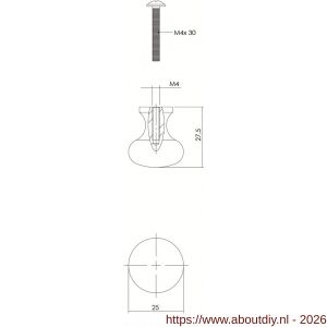 Intersteel Living 8550 meubelknop Paddenstoel diameter 25 mm smeedijzer zwart - A26008844 - afbeelding 2