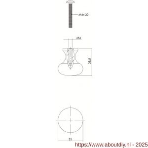 Intersteel Living 8550 meubelknop Paddenstoel diameter 35 mm smeedijzer zwart - A26004082 - afbeelding 2
