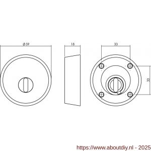Intersteel Living 3755 SKG3 veiligheidsrozet rond diameter 59x18 mm voor oplegsloten met kerntrekbeveiliging PVD messingkleur - A26009284 - afbeelding 2
