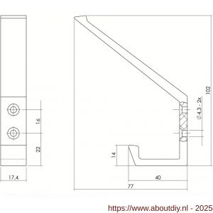 Intersteel Living 6910 kapstokhaak met verticale schroefgaten aluminium - A26003917 - afbeelding 2