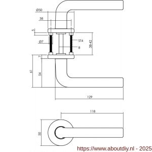 Intersteel Living 0073 deurkruk Derby met rozet verdekt diameter 50x7 mm met nokken aluminium F1 - A26001625 - afbeelding 2