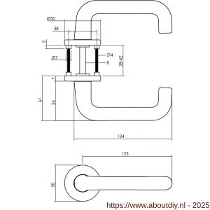 Intersteel Living 0077 deurkruk Rond met rozet verdekt diameter 50x7 mm met nokken aluminium F1 - A26001629 - afbeelding 2