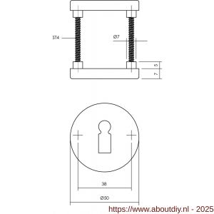 Intersteel Living 3090 sleutelrozetten verdekt diameter 50x7 mm met nokken aluminium F1 - A26011137 - afbeelding 2