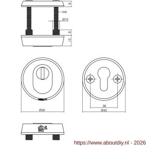 Intersteel Living 3750 SKG3 veiligheidsrozetten rond diameter 60x15 mm profielcilindergat met kerntrekbeveiliging aluminium F1 - A26008845 - afbeelding 2