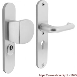 Intersteel Living 3796 SKG3 veiligheidsbeslag ovaal 250x50 mm greep-kruk Rond met veerconstructie profielcilindergat 55 mm met kerntrekbeveiliging aluminium F1 - A26008846 - afbeelding 1