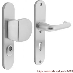 Intersteel Living 3796 SKG3 veiligheidsbeslag ovaal 250x50 mm greep-kruk Rond met veerconstructie profielcilindergat 72 mm met kerntrekbeveiliging aluminium F1 - A26008847 - afbeelding 1