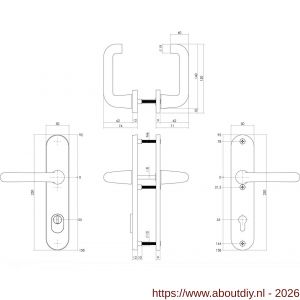 Intersteel Living 3797 SKG3 veiligheidsbeslag ovaal 250x50 mm kruk-kruk Rond met veerconstructie profielcilindergat 55 mm met kerntrekbeveiliging aluminium F1 - A26008848 - afbeelding 2