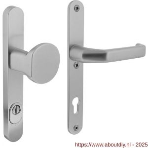 Intersteel Living 3798 SKG3 veiligheidsbeslag ovaal smal 250x35 mm greep-kruk Verkropt met veerconstructie profielcilindergat 92 mm met kerntrekbeveiliging aluminium F1 - A26008850 - afbeelding 1