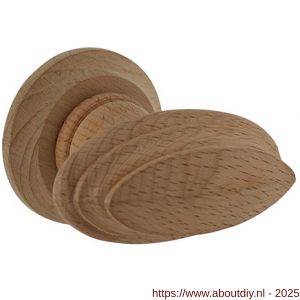 Intersteel Living 1846 knopkruk met freesrand en ronde rozet beukenhout - A26010050 - afbeelding 1