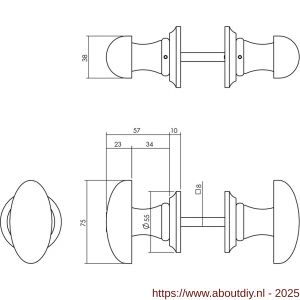 Intersteel Living 1847 knopkruk ovaal glad met ronde rozet beukenhout - A26010052 - afbeelding 2