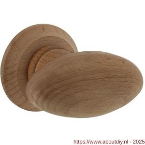 Intersteel Living 1847 knopkruk ovaal glad met ronde rozet beukenhout - A26010052 - afbeelding 1